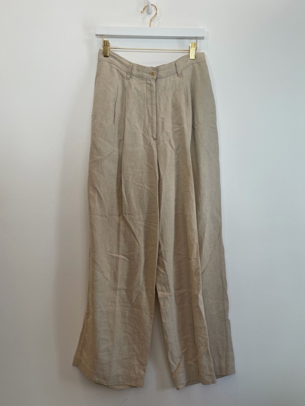 The Limited Vintage Linen Neutral Beige Wide-Leg Chinos